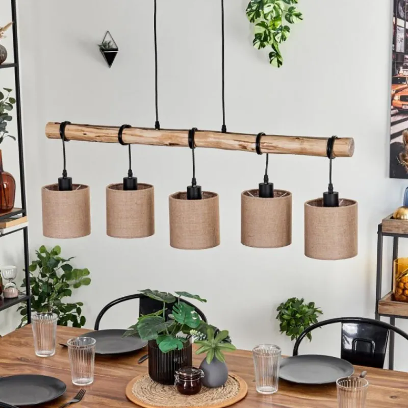 Lampes En Tissu-hofstein Suspension Soungou Écru, Noir, 5 lumières