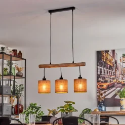 Lampes En Tissu-hofstein Suspension Soungou Écru, Noir, 3 lumières