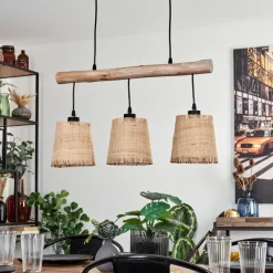 Luminaires Scandinaves-hofstein Suspension Soungou Écru, Noir, 3 lumières