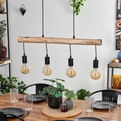 Luminaires Scandinaves-hofstein Suspension Soungou Écru, Noir, 4 lumières