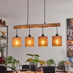 Lampes En Tissu-hofstein Suspension Soungou Écru, Noir, 4 lumières