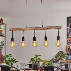 Luminaires Scandinaves-hofstein Suspension Soungou Écru, Noir, 5 lumières