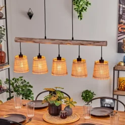 Luminaires Scandinaves-hofstein Suspension Soungou Écru, Noir, 5 lumières