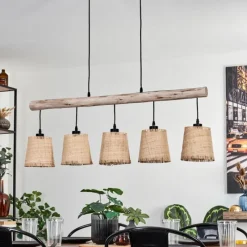Luminaires Scandinaves-hofstein Suspension Soungou Écru, Noir, 5 lumières