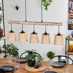 Luminaires Scandinaves-hofstein Suspension Soungou Écru, Noir, 5 lumières