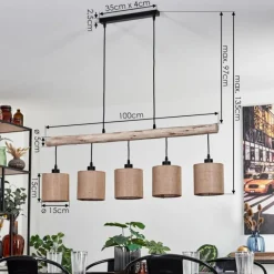 Luminaires Scandinaves-hofstein Suspension Soungou Écru, Noir, 5 lumières