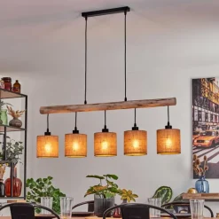 Luminaires Scandinaves-hofstein Suspension Soungou Écru, Noir, 5 lumières