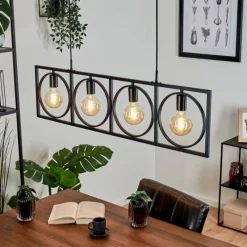 Lampes Vintages & Rétros-hofstein Suspension Srelau Noir, 4 lumières