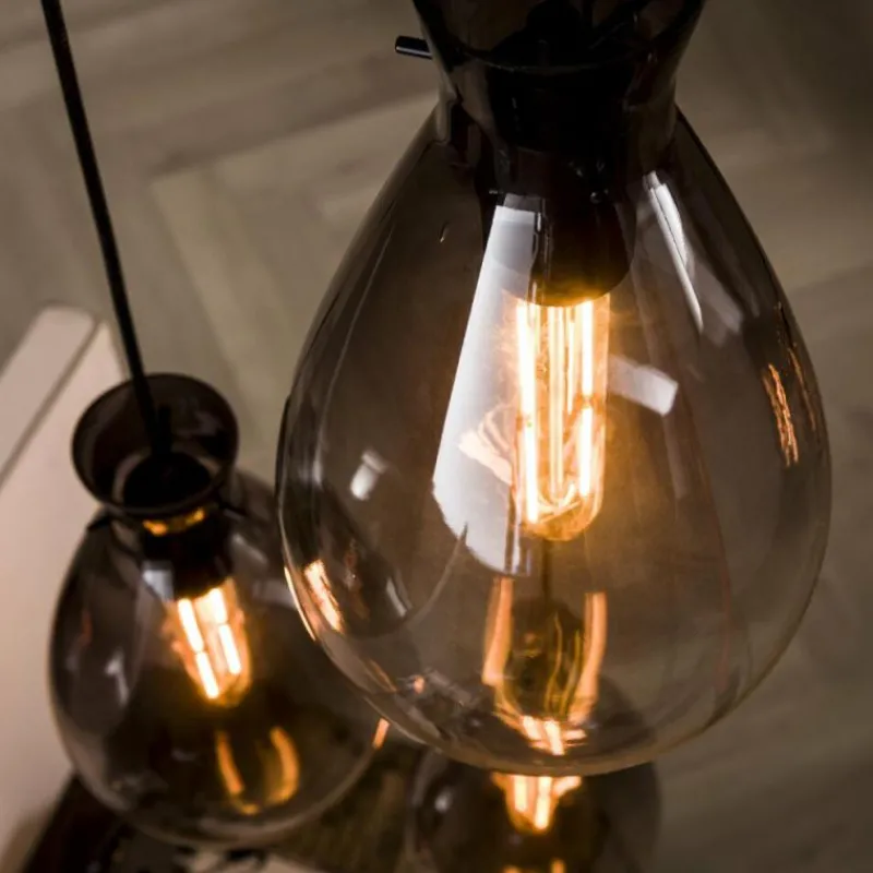 Suspension Verre Fumé-hofstein Suspension Stave Argent Oxydé, 3 lumières