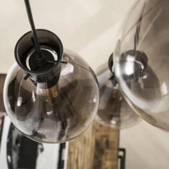 Suspension Verre Fumé-hofstein Suspension Stave Argent Oxydé, 3 lumières