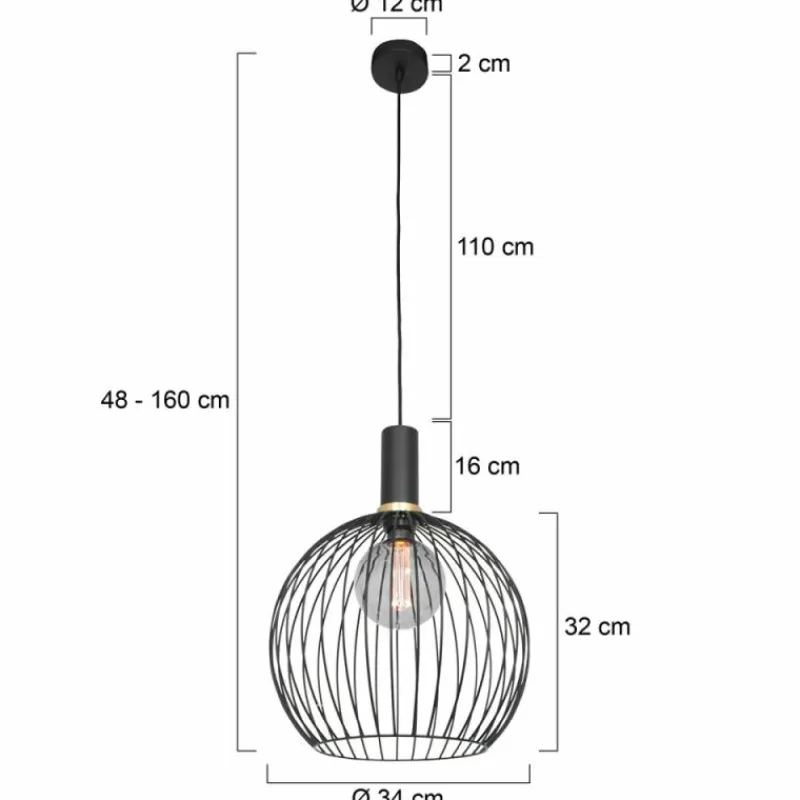 Lampes Dorées-Luminaires Steinhauer Suspension Steinhauer Aureole Noir, 1 lumière