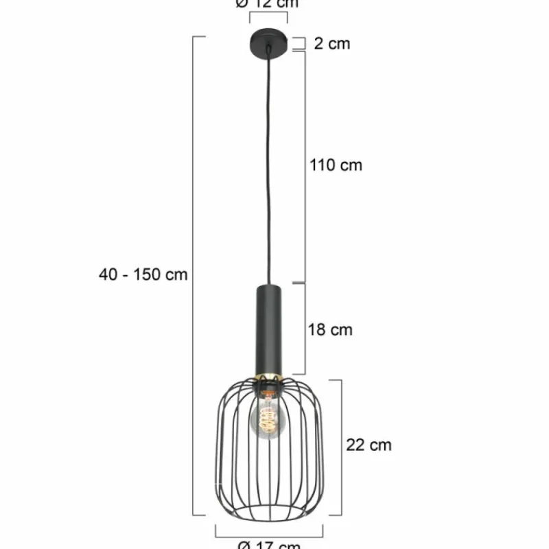 Lampes Dorées-Luminaires Steinhauer Suspension Steinhauer Aureole Noir, 1 lumière