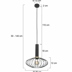 Lampes Dorées-Luminaires Steinhauer Suspension Steinhauer Aureole Noir, 1 lumière