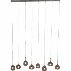 Suspension Verre Fumé-Luminaires Steinhauer Suspension Steinhauer Bollique Acier inoxydable, 8 lumières
