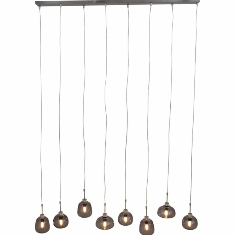 Suspension Verre Fumé-Luminaires Steinhauer Suspension Steinhauer Bollique Acier inoxydable, 8 lumières