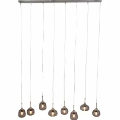 Suspension Verre Fumé-Luminaires Steinhauer Suspension Steinhauer Bollique Acier inoxydable, 8 lumières