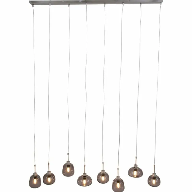 Suspension Verre Fumé-Luminaires Steinhauer Suspension Steinhauer Bollique Acier inoxydable, 8 lumières