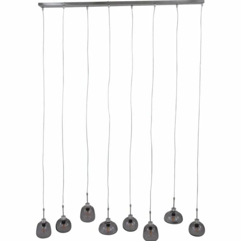 Suspension Verre Fumé-Luminaires Steinhauer Suspension Steinhauer Bollique Acier inoxydable, 8 lumières