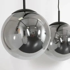 Suspension Verre Fumé-Luminaires Steinhauer Suspension Steinhauer Bollique Noir, 3 lumières