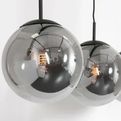 Suspension Verre Fumé-Luminaires Steinhauer Suspension Steinhauer Bollique Noir, 3 lumières