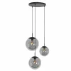 Suspension Verre Fumé-Luminaires Steinhauer Suspension Steinhauer Bollique Noir, 3 lumières