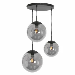 Suspension Verre Fumé-Luminaires Steinhauer Suspension Steinhauer Bollique Noir, 3 lumières