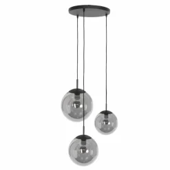 Suspension Verre Fumé-Luminaires Steinhauer Suspension Steinhauer Bollique Noir, 3 lumières