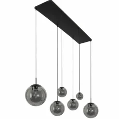 Suspension Verre Fumé-Luminaires Steinhauer Suspension Steinhauer Bollique Noir, 6 lumières