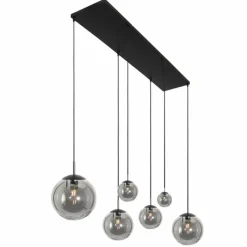 Suspension Verre Fumé-Luminaires Steinhauer Suspension Steinhauer Bollique Noir, 6 lumières