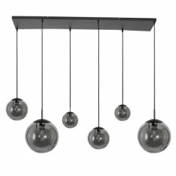 Suspension Verre Fumé-Luminaires Steinhauer Suspension Steinhauer Bollique Noir, 6 lumières