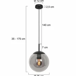 Suspension Verre Fumé-Luminaires Steinhauer Suspension Steinhauer Bollique Noir, 1 lumière