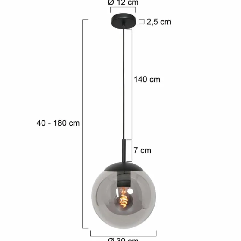 Suspension Verre Fumé-Luminaires Steinhauer Suspension Steinhauer Bollique Noir, 1 lumière