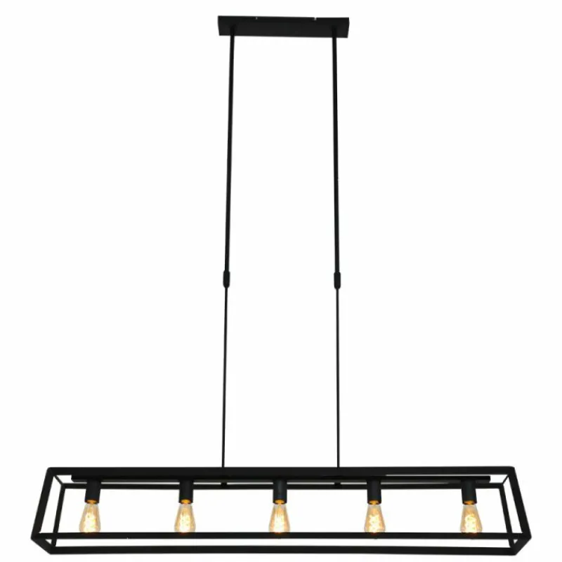 Lampes Industrielles-Luminaires Steinhauer Suspension Steinhauer Buckley Noir, 5 lumières