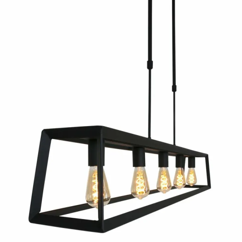 Lampes Industrielles-Luminaires Steinhauer Suspension Steinhauer Buckley Noir, 5 lumières