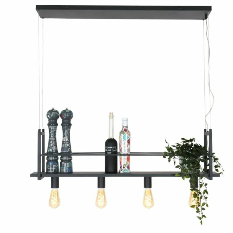 Lampes Industrielles-Luminaires Steinhauer Suspension Steinhauer Buckley Acier inoxydable, 4 lumières