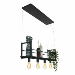Lampes Industrielles-Luminaires Steinhauer Suspension Steinhauer Buckley Acier inoxydable, 4 lumières