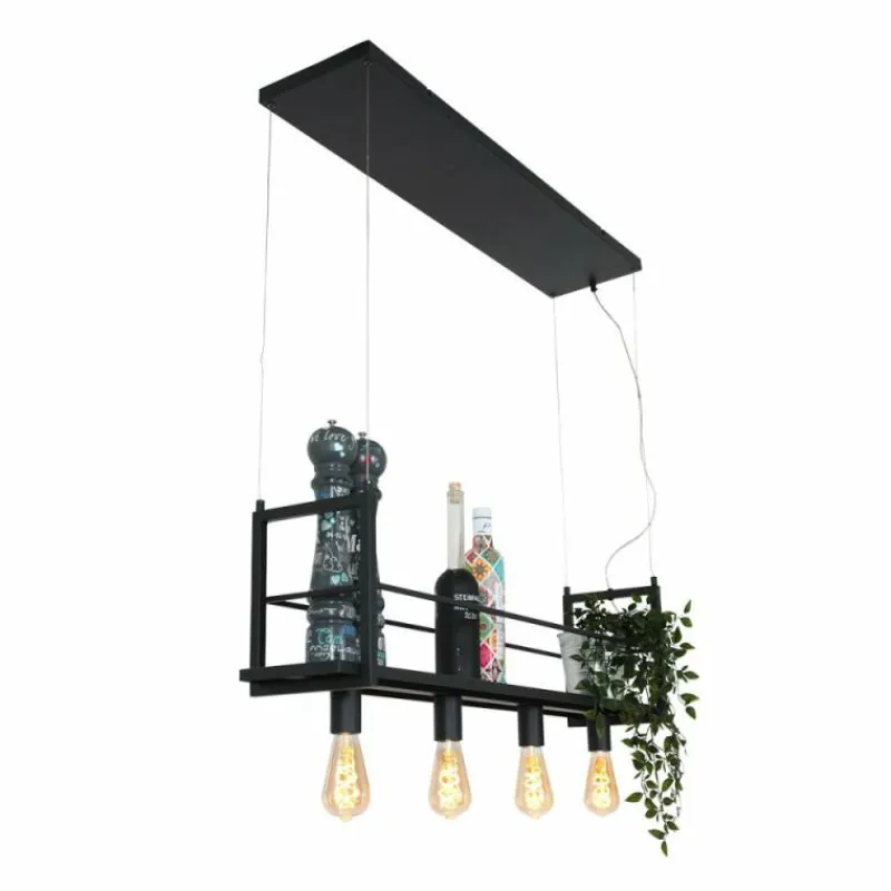 Lampes Industrielles-Luminaires Steinhauer Suspension Steinhauer Buckley Acier inoxydable, 4 lumières