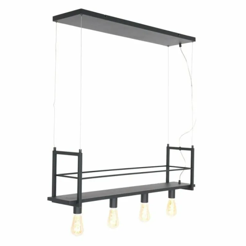 Lampes Industrielles-Luminaires Steinhauer Suspension Steinhauer Buckley Acier inoxydable, 4 lumières