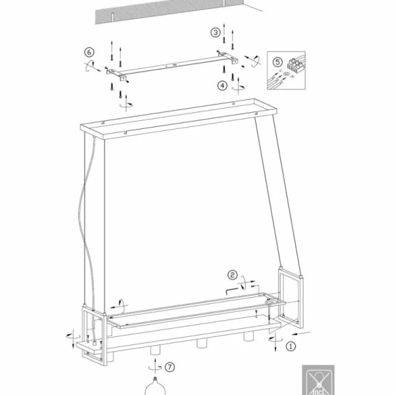 Lampes Industrielles-Luminaires Steinhauer Suspension Steinhauer Buckley Acier inoxydable, 4 lumières
