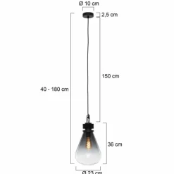 Suspension Verre Fumé-Luminaires Steinhauer Suspension Steinhauer Flere Gris, Noir, 1 lumière