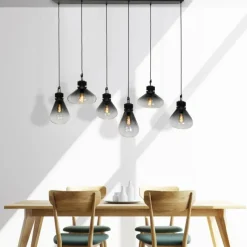 Suspension Verre Fumé-Luminaires Steinhauer Suspension Steinhauer Flere Gris, Noir, 6 lumières