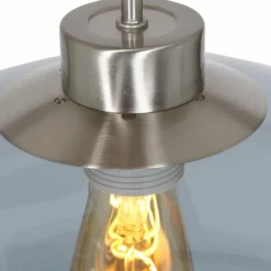 Suspension Verre Fumé-Luminaires Steinhauer Suspension Steinhauer Gramineus Acier inoxydable, 1 lumière