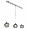 Suspension Verre Fumé-Luminaires Steinhauer Suspension Steinhauer Lotus Acier inoxydable, 3 lumières