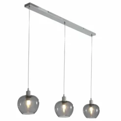 Suspension Verre Fumé-Luminaires Steinhauer Suspension Steinhauer Lotus Acier inoxydable, 3 lumières