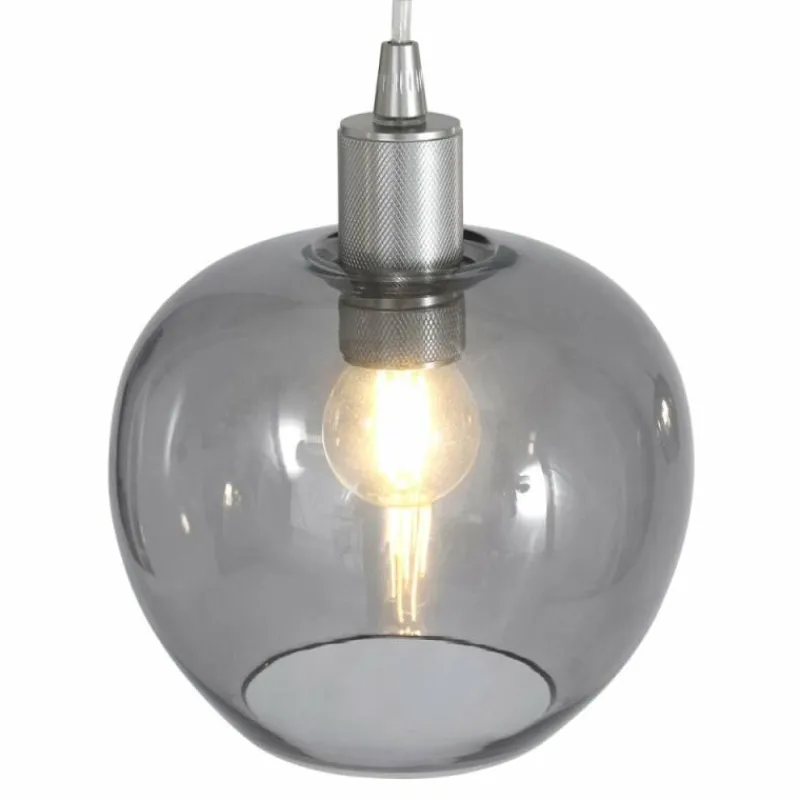 Suspension Verre Fumé-Luminaires Steinhauer Suspension Steinhauer Lotus Acier inoxydable, 3 lumières