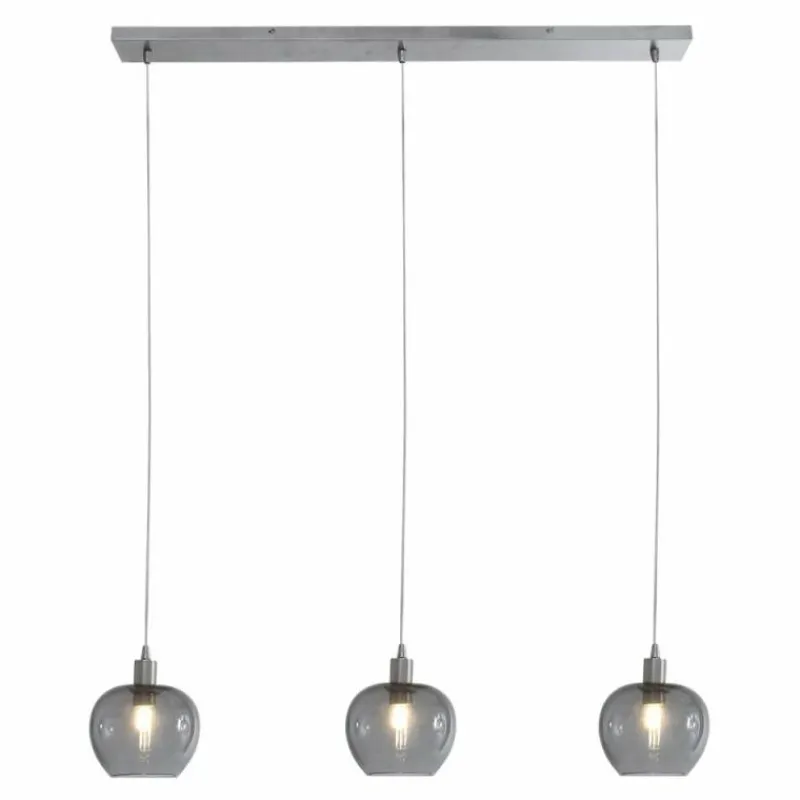 Suspension Verre Fumé-Luminaires Steinhauer Suspension Steinhauer Lotus Acier inoxydable, 3 lumières