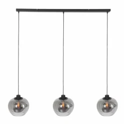 Suspension Verre Fumé-Luminaires Steinhauer Suspension Steinhauer Lotus Noir, 3 lumières