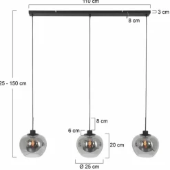 Suspension Verre Fumé-Luminaires Steinhauer Suspension Steinhauer Lotus Noir, 3 lumières
