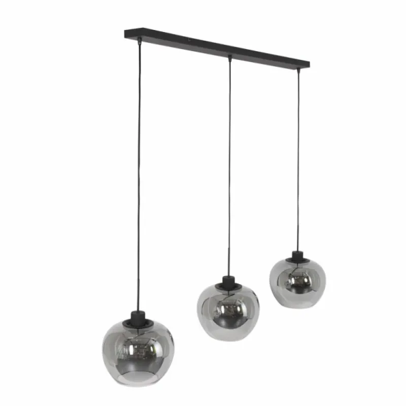 Suspension Verre Fumé-Luminaires Steinhauer Suspension Steinhauer Lotus Noir, 3 lumières
