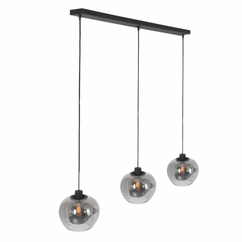 Suspension Verre Fumé-Luminaires Steinhauer Suspension Steinhauer Lotus Noir, 3 lumières